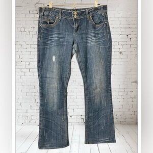 Almost Famous Distressed Blue Boot Cut Jeans